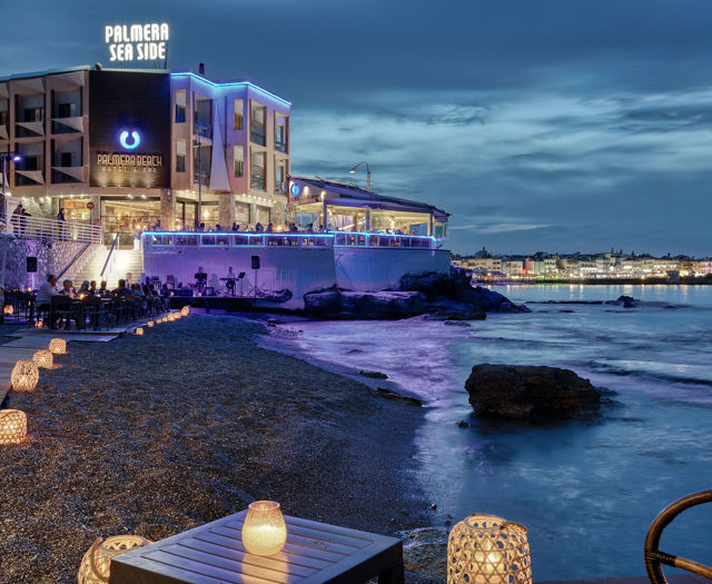 Palmera Beach Hotel Palmera Seaside A La Cart Restaurant Night View