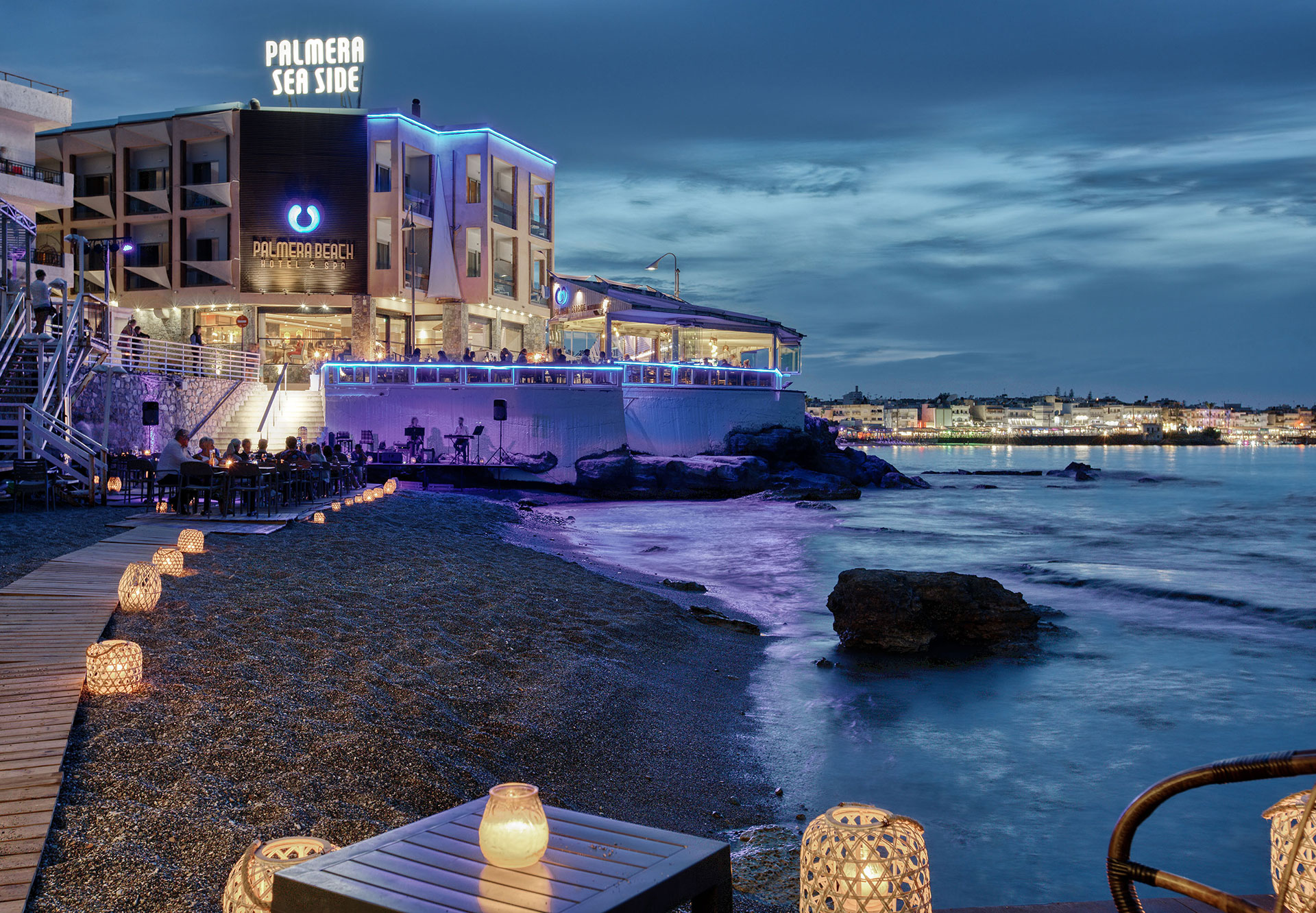 Palmera Beach Hotel Palmera Seaside A La Cart Restaurant Night View